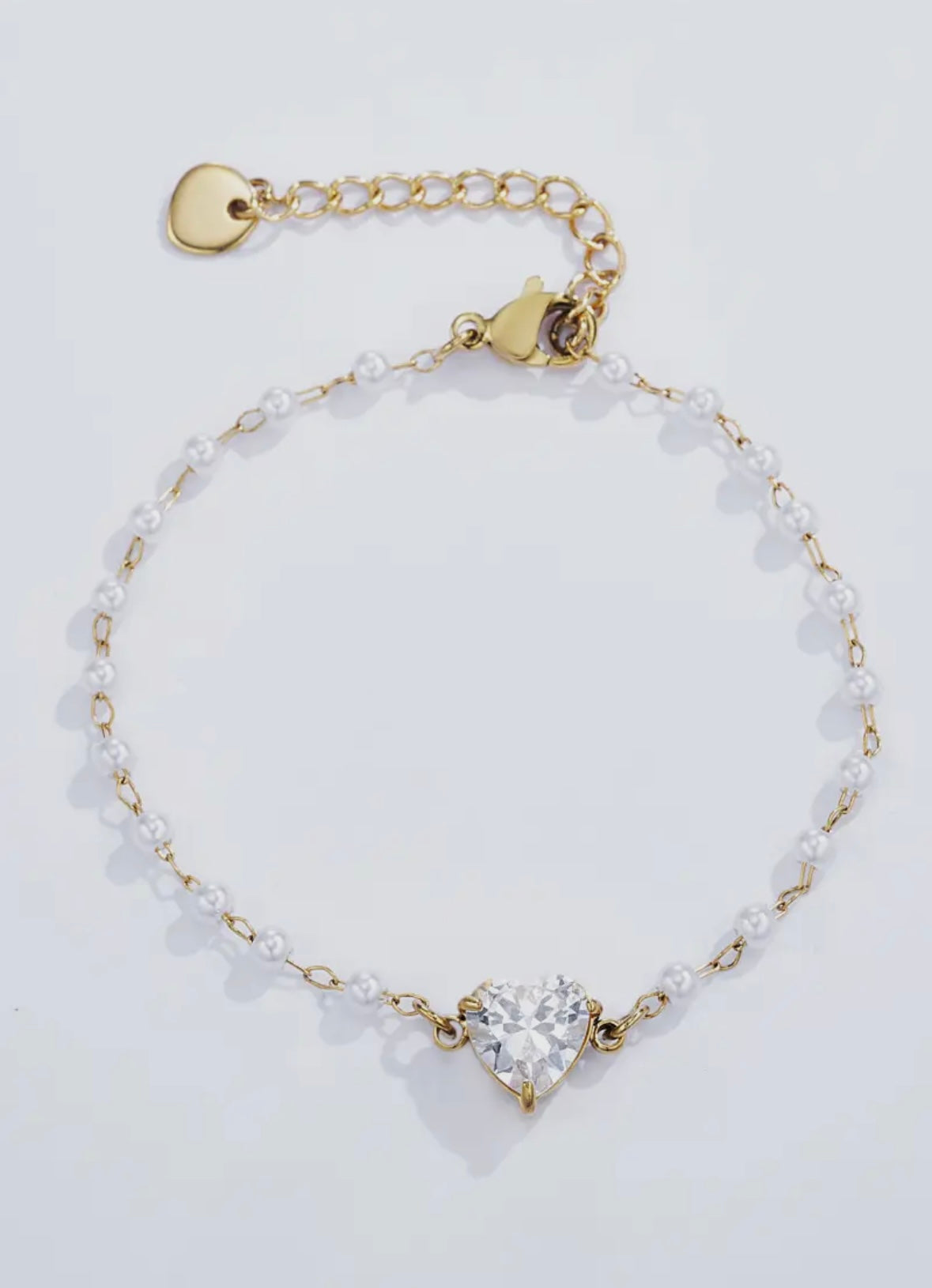 Amor – Feines Edelstahl-Armband mit Perlen und Herz