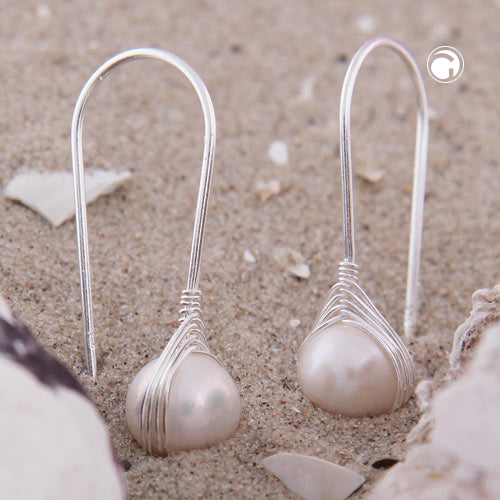 Amélie – Eingeflochtene Ohrhaken mit Süßwasserzuchtperlen in 925er Silber