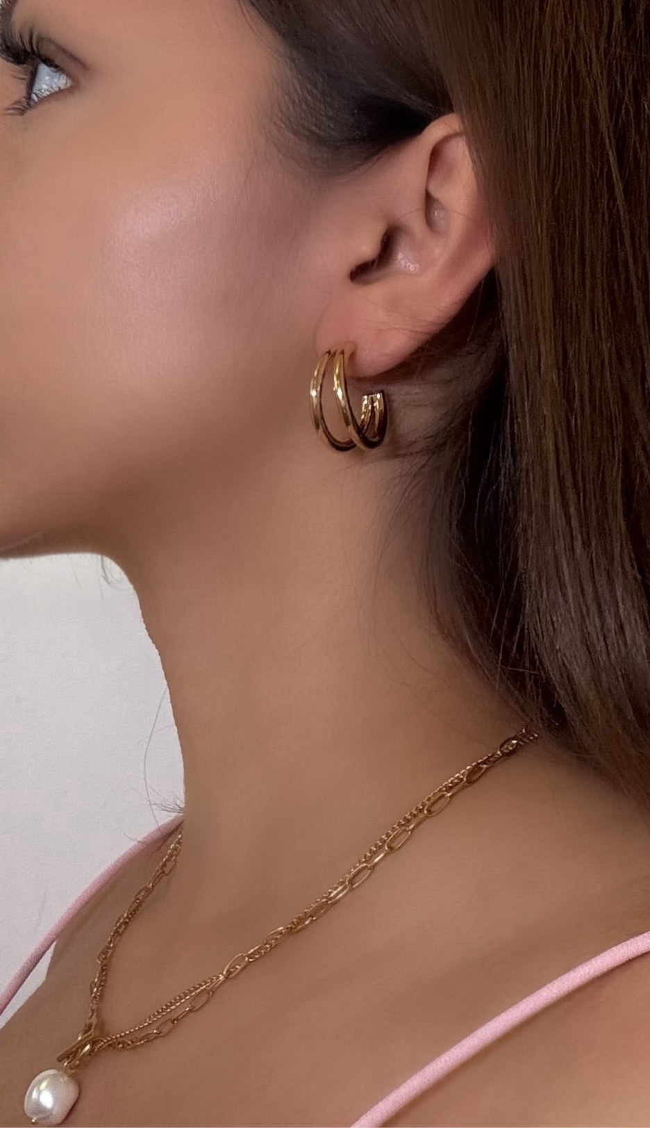 Romy – Edelstahl-Ohrringe in Goldoptik | Doppelter Halbkreis-Style