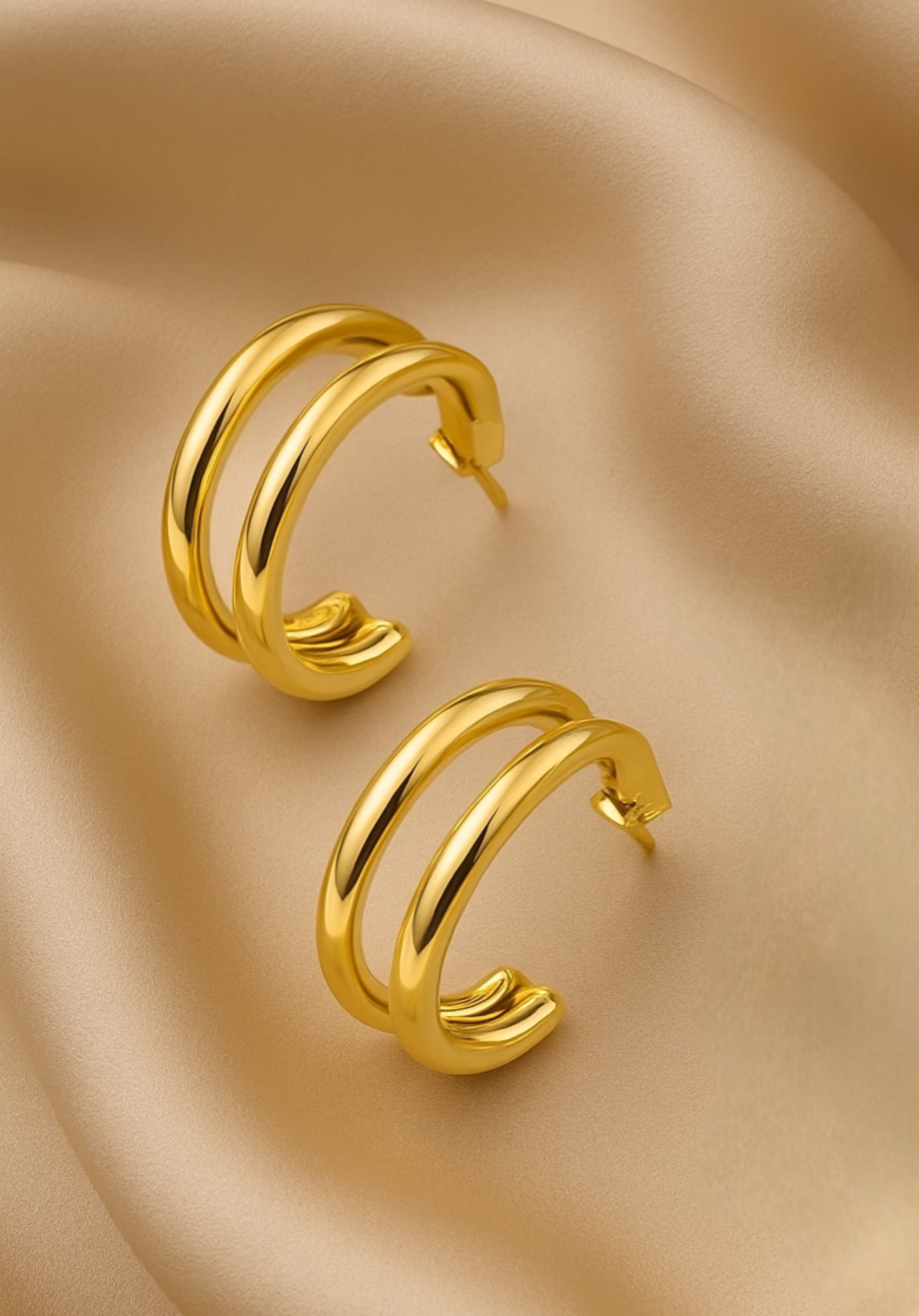 Romy – Edelstahl-Ohrringe in Goldoptik | Doppelter Halbkreis-Style