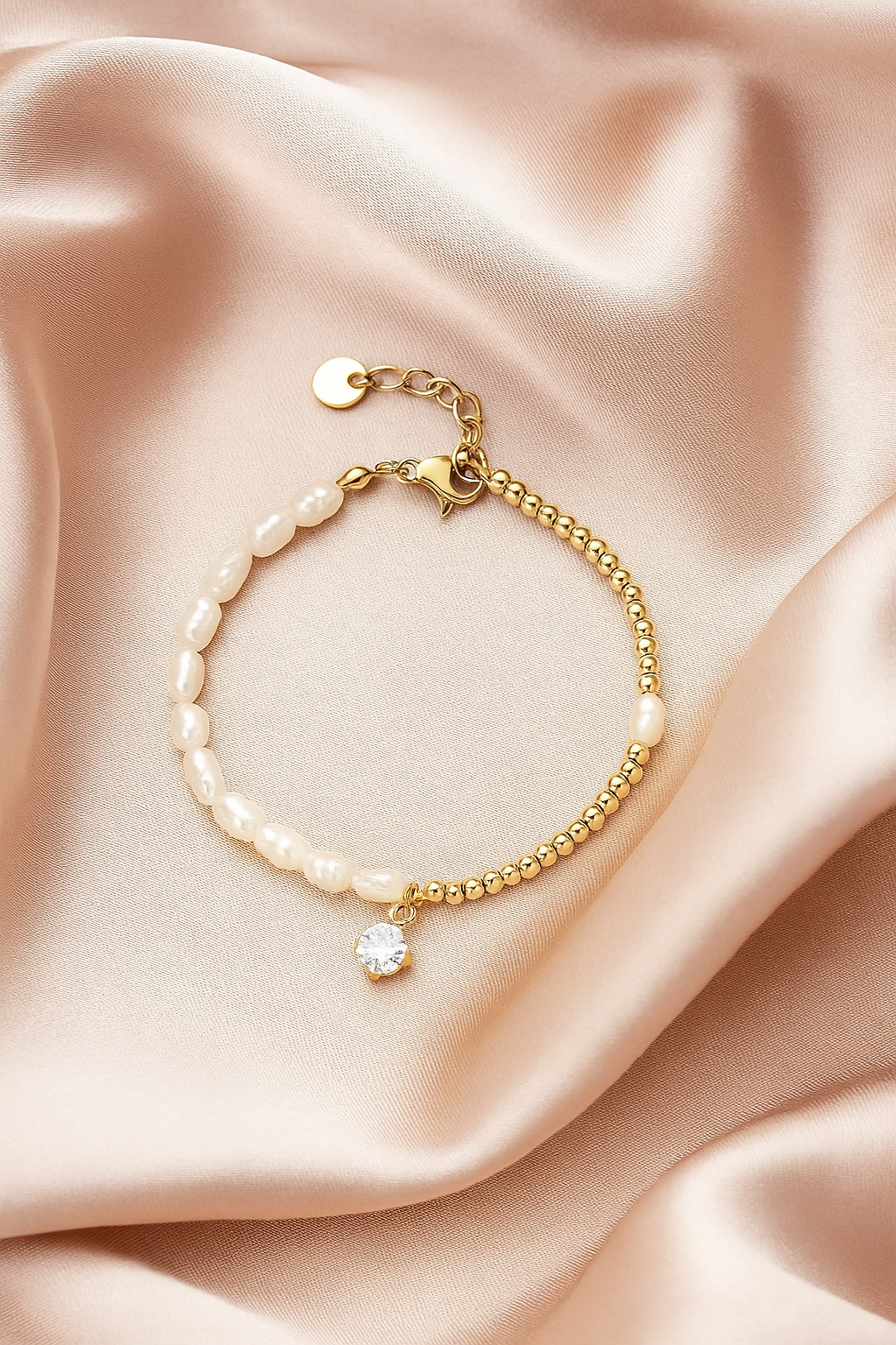 Zara – Edelstahl-Armband mit Perlen, Kügelchen & Steinchen